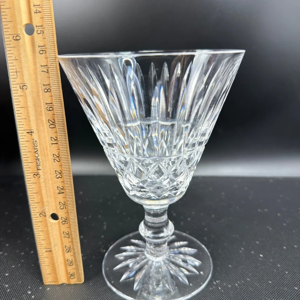 Waterford Crystal Tramore Tall Cups Glasses Set of 2 Cut Glass Goblets Signed‎